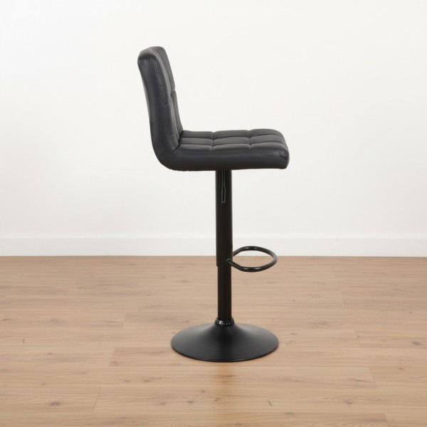 Grid Adjustable Bar Stool – Matte Black & Quilted PU Leather (62-84cm) Grid Adjustable Bar Stool – Matte Black & Quilted PU Leather (62-84cm)