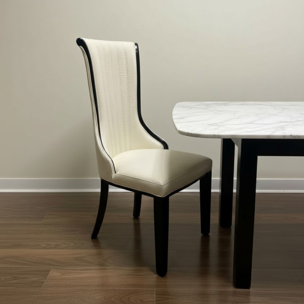 Tower White Leather Dining Chair Tower White Leather Dining Chair