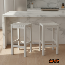 White wooden bar stool package x 2