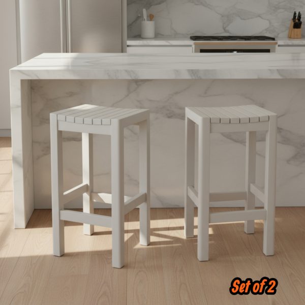 White wooden bar stool package x 2