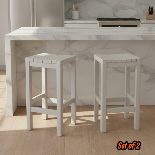 White wooden bar stool package x 2