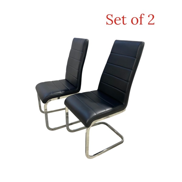 Dining chair black leather -Set of 2