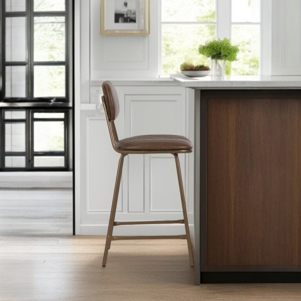 Clay Brown PU Leather Counter Stool 65cm | NZ Clay Brown PU Leather Counter Stool 65cm | NZ