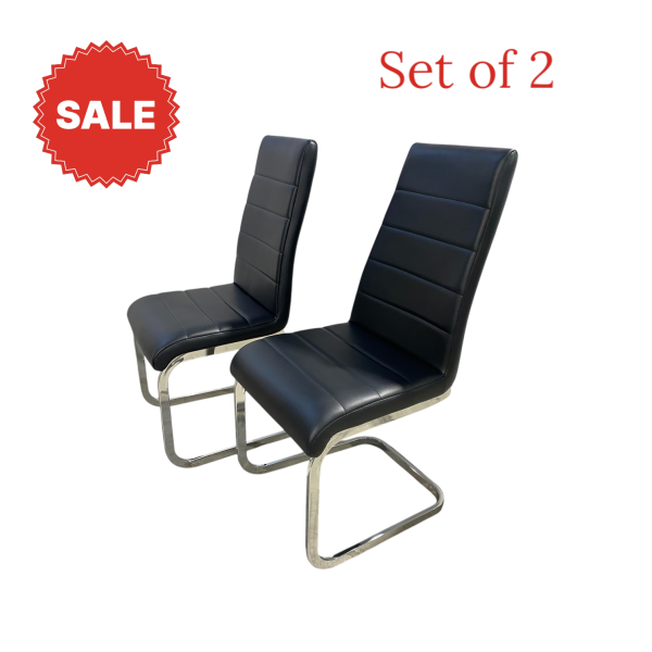 Dining chair black leather -Set of 2