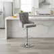 Grey Velvet Adjustable Bar Stool with Backrest & Chrome Base – Swivel Kitchen Stool NZ