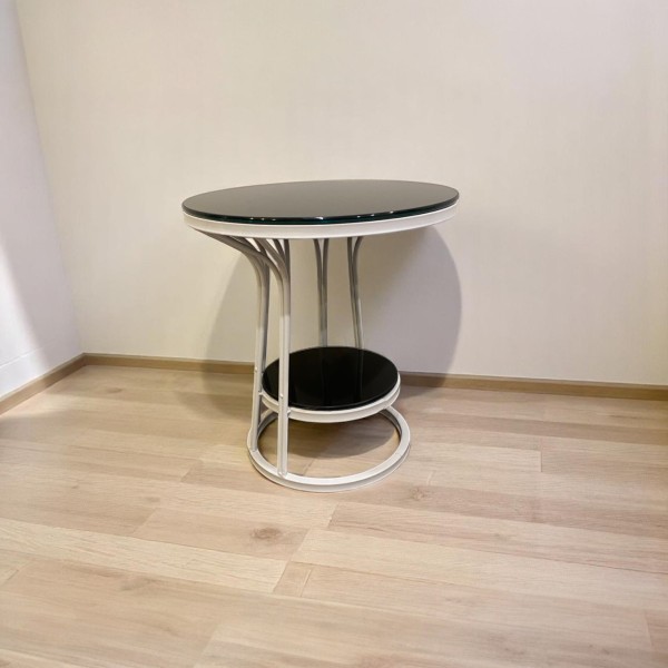 Glass top round side table 