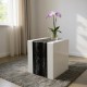 Portoro Engineered Marble Side Table – White & Black Marble Accent Table | Plant Stand & Display Pedestal