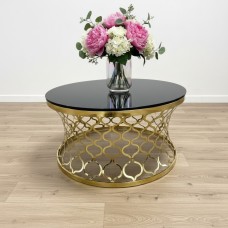 Luxury Black Tempered Glass Round Coffee Table 90cm | Stainless Steel Designer Coffee Table NZ