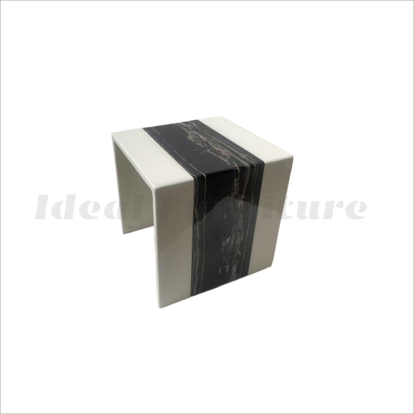 Portoro Engineered Marble Side Table – White & Black Marble Accent Table | Plant Stand & Display Pedestal Portoro Engineered Marble Side Table – White & Black Marble Accent Table | Plant Stand & Display Pedestal