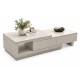 Extendable Storage Coffee Table – Light Grey Travertine Look | 128–194cm