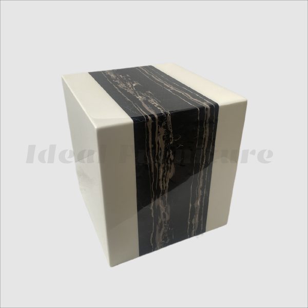 Portoro Engineered Marble Side Table – White & Black Marble Accent Table | Plant Stand & Display Pedestal Portoro Engineered Marble Side Table – White & Black Marble Accent Table | Plant Stand & Display Pedestal