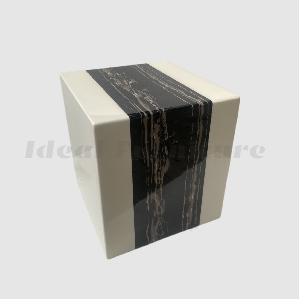 Portoro Engineered Marble Side Table – White & Black Marble Accent Table | Plant Stand & Display Pedestal Portoro Engineered Marble Side Table – White & Black Marble Accent Table | Plant Stand & Display Pedestal