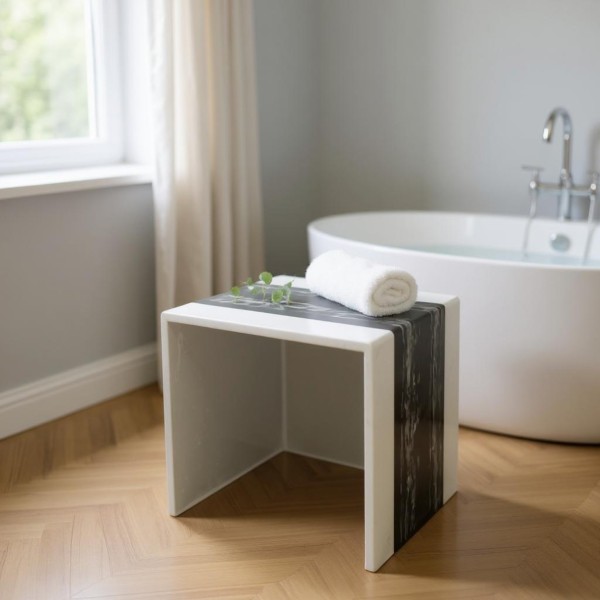 Portoro Engineered Marble Side Table – White & Black Marble Accent Table | Plant Stand & Display Pedestal Portoro Engineered Marble Side Table – White & Black Marble Accent Table | Plant Stand & Display Pedestal