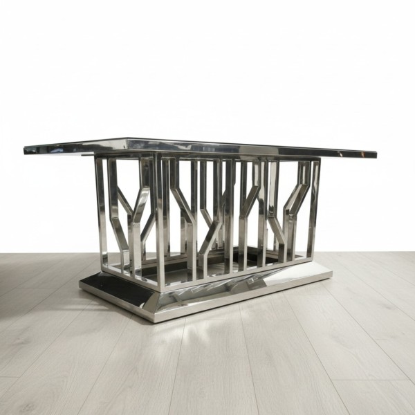 Streak Grey Marble Top Coffee Table – Stainless Steel Base Luxury Coffee Table NZ (130cm) Streak Grey Marble Top Coffee Table – Stainless Steel Base Luxury Coffee Table NZ (130cm)