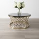 Luxury Black Tempered Glass Round Coffee Table 90cm | Stainless Steel Designer Coffee Table NZ