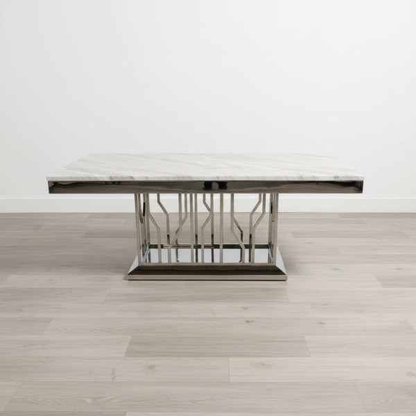 Streak Grey Marble Top Coffee Table – Stainless Steel Base Luxury Coffee Table NZ (130cm) Streak Grey Marble Top Coffee Table – Stainless Steel Base Luxury Coffee Table NZ (130cm)