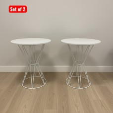 White Round Side Table 45cm – Modern Metal Base (Single or Set of 2) NZ - Pair