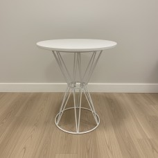White Round Side Table 45cm – Modern Metal Base (Single or Set of 2) NZ - Single