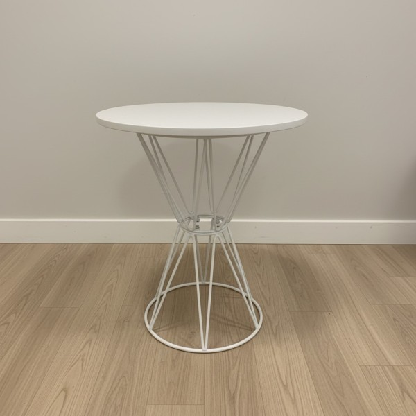 White Round Side Table 45cm – Modern Metal Base (Single or Set of 2) NZ