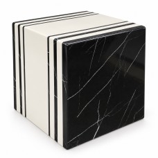 Black & White Engineered Marble Stand – Side Table & Display Pedestal