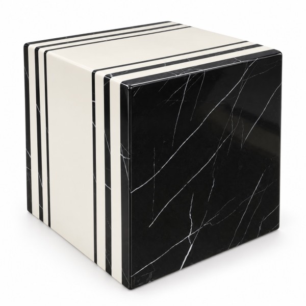 Black & White Engineered Marble Stand – Side Table & Display Pedestal