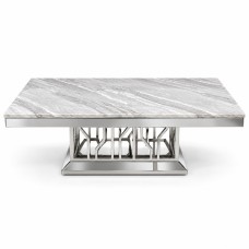 Streak Grey Marble Top Coffee Table – Stainless Steel Base Luxury Coffee Table NZ (130cm)