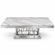 Streak Grey Marble Top Coffee Table – Stainless Steel Base Luxury Coffee Table NZ (130cm)