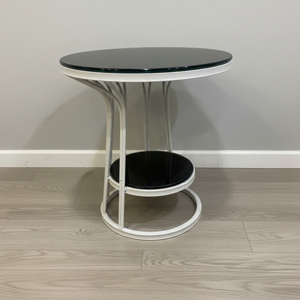 Glass top round side table -Height 55cm