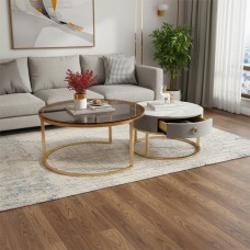 Modern round nesting coffee table -Set of 2 