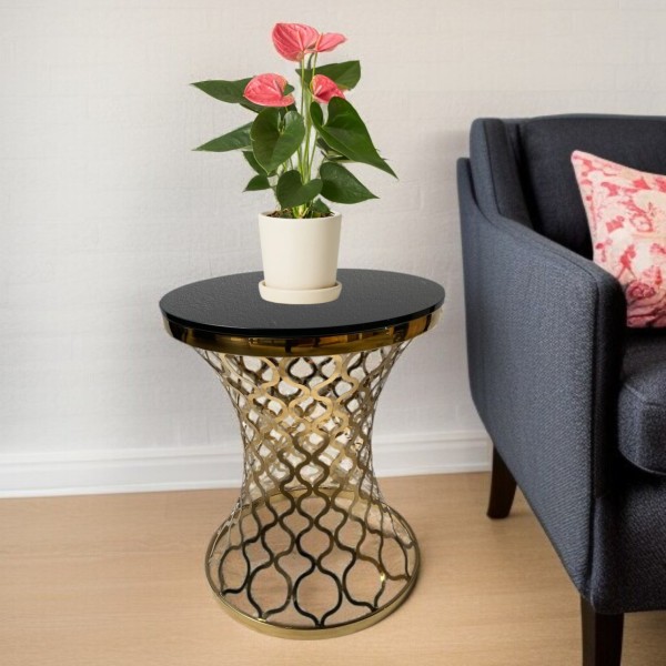 Trumpet-shaped gold side table