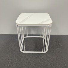 Sintered stone top Square side table - White
