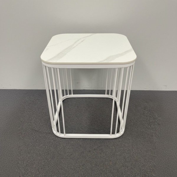 Sintered stone top Square side table - White