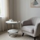 Vivary round side table -White & Silver 
