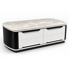 Knoll Marble Top Coffee Table with 4 Drawers – Black & White