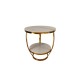Two-Tier Round Sintered Stone Side Table – White & Gold
