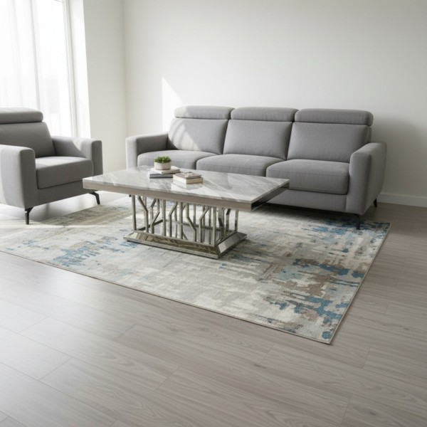 Streak Grey Marble Top Coffee Table – Stainless Steel Base Luxury Coffee Table NZ (130cm)