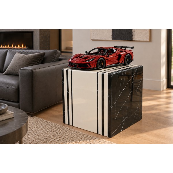 Black & White Engineered Marble Stand – Side Table & Display Pedestal Black & White Engineered Marble Stand – Side Table & Display Pedestal