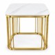 White Sintered Stone Side Table 50cm – Gold Frame