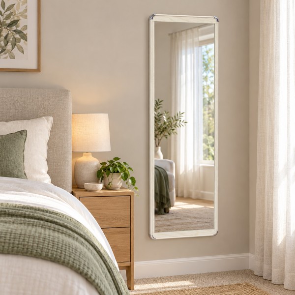 120cm Full-Length Mirror – Ivory White Aluminium Alloy Frame 120cm Full-Length Mirror – Ivory White Aluminium Alloy Frame