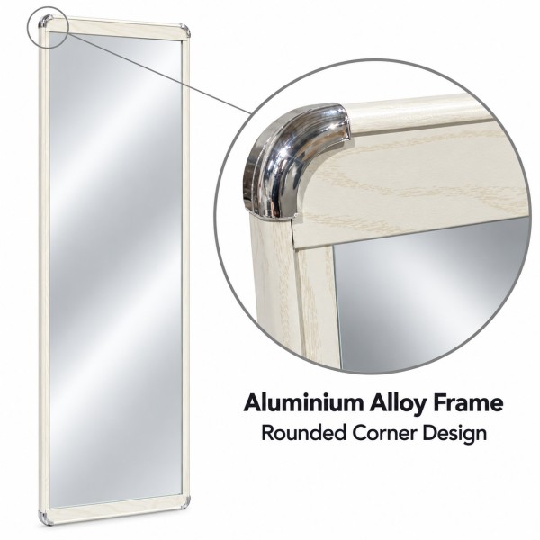 120cm Full-Length Mirror – Ivory White Aluminium Alloy Frame