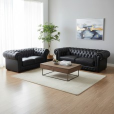 Black Leather Chesterfield Sofa suites - 2+3 Seaters