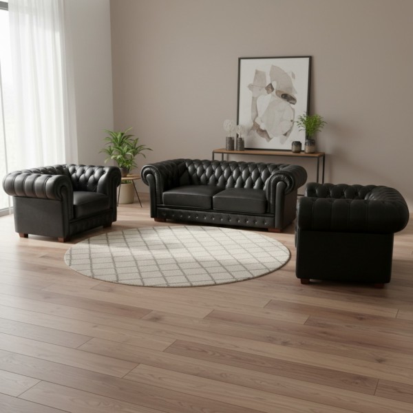 Black Leather Chesterfield Sofa suites