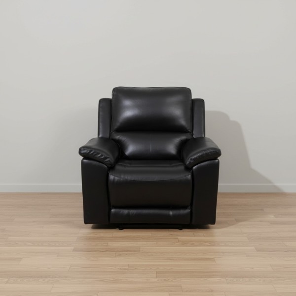 Alamo Genuine Leather Recliner Suite 3+1+1 Black Manual Lounge Suite NZ