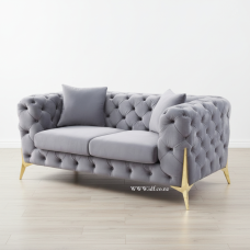 Modern Grey Velvet Chesterfield Sofa Set – 2 & 3 Seater | Luxury Lounge Suite NZ - 2 seater