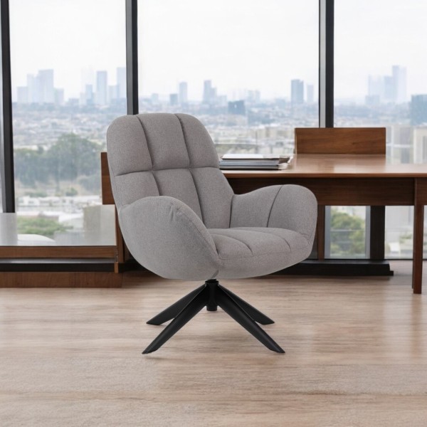 Mellow Relax 360° Swivel Armchair – Light Grey Linen