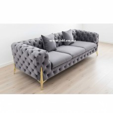 Modern Grey Velvet Chesterfield Sofa Set – 2 & 3 Seater | Luxury Lounge Suite NZ - 3 Seater
