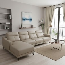Light Beige L-Shape Corner Sofa with Chaise – 4-Seater Modern Fabric Lounge | NZ Living Room Sofa 340cm
