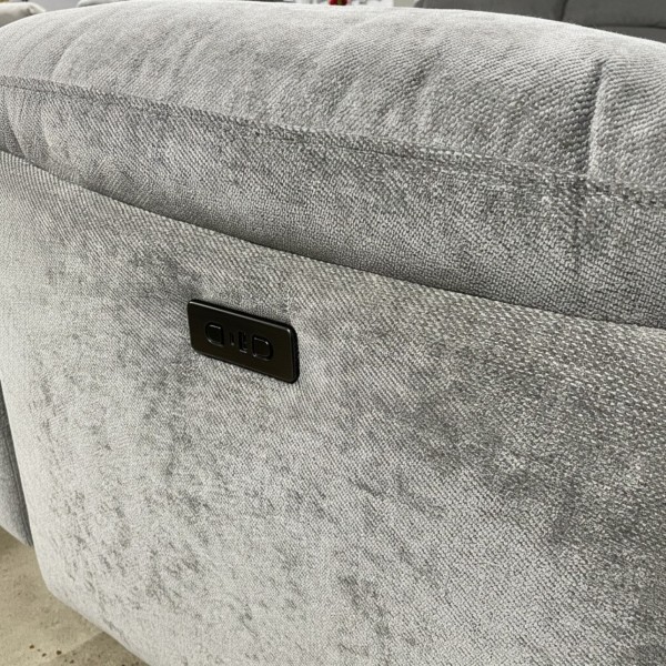 Luxury Grey Chenille Electric Corner Recliner Sofa with USB & Storage Console | 5 Seater Recliner Lounge Suite NZ