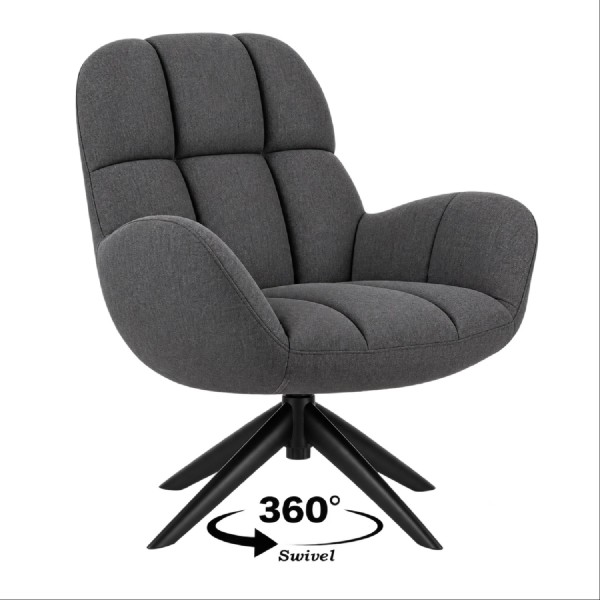Mellow Relax 360° Swivel Armchair – Dark Grey Linen