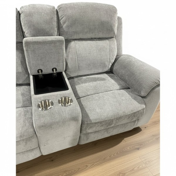 Luxury Grey Chenille Electric Corner Recliner Sofa with USB & Storage Console | 5 Seater Recliner Lounge Suite NZ